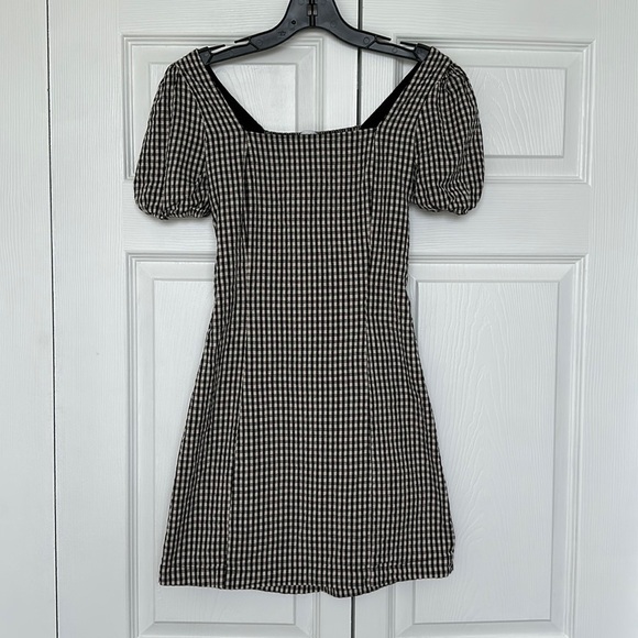 Sincerely Jules - Black and White Plaid Square Neckline Dress - Picture 1 of 7